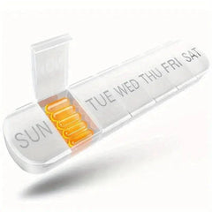Large capacity TEMU 7-day portable pill box container for medication and vitamins with multiple compartments for organized storage.