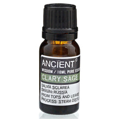 AW GIFTS Clary Sage Essential Oil in 10ml bottle, natural skin care product with calming herbal scent and therapeutic benefits.