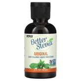 MKSTAVRINOS NOW Foods Better Stevia liquid sweetener in a 2 fl oz bottle, clear packaging with a dropper cap.