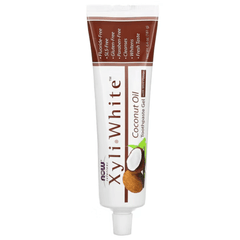 MKSTAVRINOS XyliWhite Coconut Oil Mint Toothpaste Gel in 6.4 oz tube, showing the mint-flavored toothpaste for fresh breath.