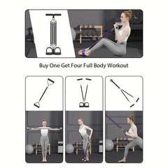 TEMU adjustable resistance tension rope with pedal and handle for versatile workout and strength training exercises.
