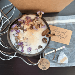 Homemade Coconut Bowl Candle With Coconut Wax 250gr + Unique Crystal - Velarte - GREEN LIFE CYPRUS