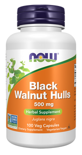 NOW Foods, Black Walnut Hulls 500 mg, 100Veg Capsules