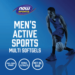 Men's Active Sports Multi supplement softgels by MKSTAVRINOS in a bottle, designed for active men’s nutritional support.