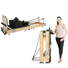 Foldable Oak Pilates Reformer | Space-Saving Home Studio