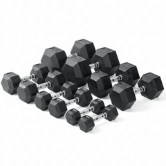 Viking Fitness VIKING PROFESSIONAL hexagon dumbbell for strength training, black cast iron with hexagon shape for stability.