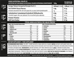 Genius Nutrition ISOLATE-X5 Mango Protein Powder container with 2000g label and product image.