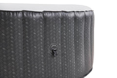 VIKING FITNESS MSpa Ottoman Comfort Series round hot tub with bubble jets, seats for 4-6 people, outdoor spa relaxation.