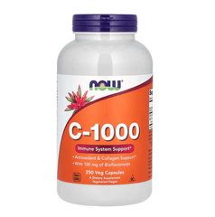 Old Products NOW Foods C-1000 supplement bottle with 250 vegetarian capsules, featuring bioflavonoids for immune support.
