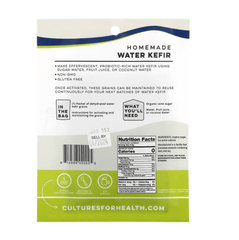 Water kefir starter culture packet from Cultures for Health, IHERB, showing the small 0.19 oz packet for making water kefir.