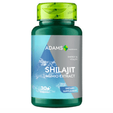 Screenshot of Adams Supplements Shilajit (Mumio) 400mg supplement bottle showing the label and product packaging.