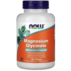NOW Foods, Magnesium Glycinate, 200 mg, 180 Tablets (100 mg per Tablet) - GREEN LIFE CYPRUS