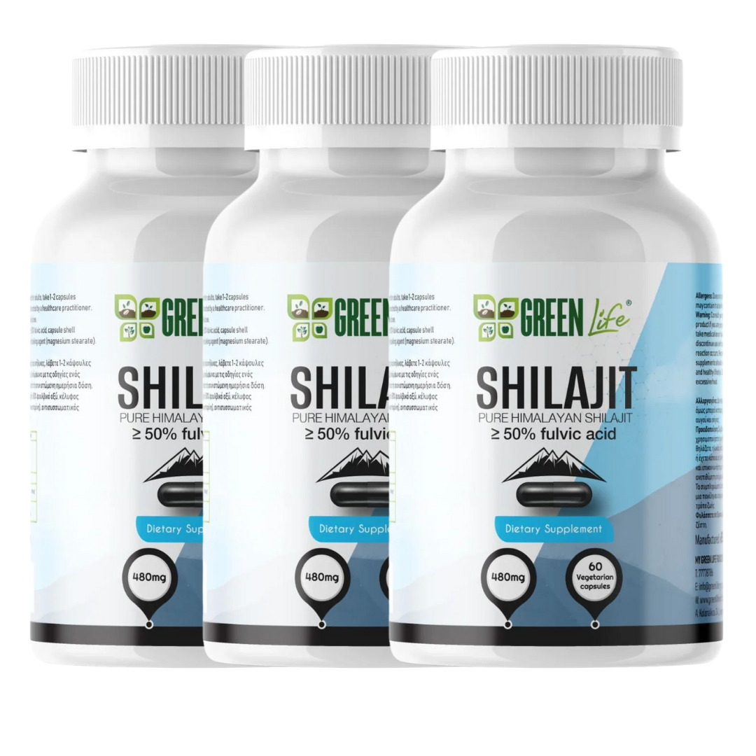 Green Life, Shilajit - Pure Himalayan Power, 90 Veg Caps 2 + 1 Free - GREEN LIFE CYPRUS