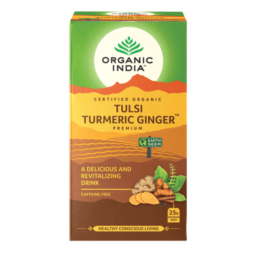 Organic India, BIO Tulsi Turmeric Ginger Premium Tea, Caffeine-Free, 25 Infusion Bags - GREEN LIFE CYPRUS