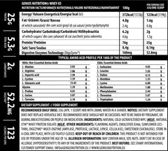 Genius Nutrition WHEY-X5 protein powder 900g container with scoop, premium whey protein supplement for muscle recovery.