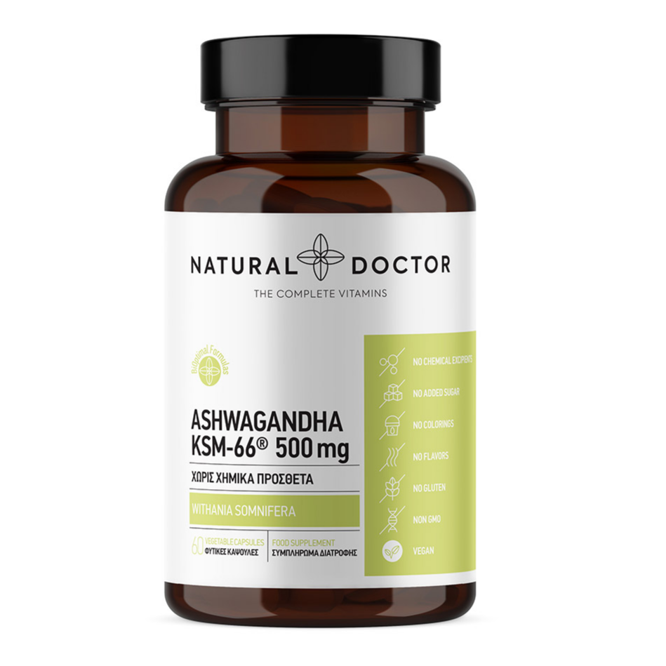 Natural Doctor, Ashwagandha KSM-66® 500mg, 60 Veg Caps - GREEN LIFE CYPRUS