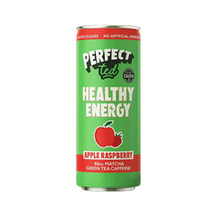 Herbalistas PerfectTed Ceremonial Matcha Energy Drink in 250ml with apple and raspberry flavor, showcasing the beverage in a glass.
