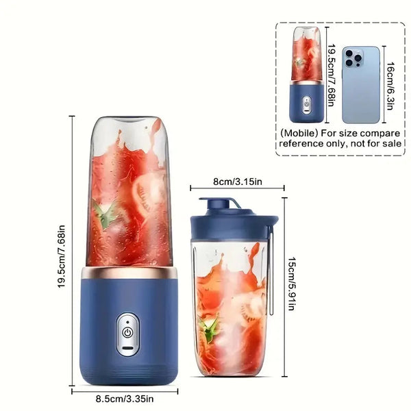 Portable USB Smoothie Blender Cup With 6 Blades Wireless Mini Chargi