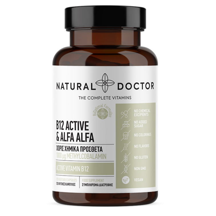 Natural Doctor, B12 Active & Alfa Alfa, 120 Veg Caps - GREEN LIFE CYPRUS