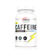 Genius Nutrition Caffeine energy tabs, 90 count, dietary supplement for alertness and focus, in a blister pack.
