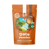 Organic powdered dates from ILOVEME, 200g, showing a close-up of the natural date powder in a clear container.