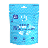 IMBY Dental Sticks for dogs, 100g package, showing crunchy dental treats designed to promote oral health in pets.