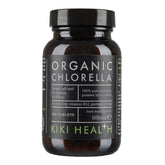 Organic Kiki Health Chlorella supplement by Herbalistas, 200 raw 500mg tablets for detox and nutrition.