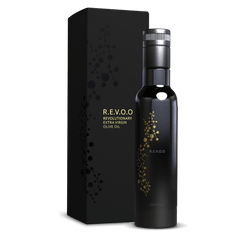 Zinzino R.E.V.O.O Olive Oil 250ml bottle, extra virgin olive oil with a dark glass container, suitable for cooking and salads.