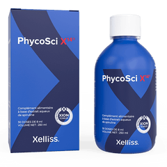 Zinzino PhycoSci X14 supplement bottle, 250ml, showing the label with product details and branding.