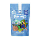 Organic raw brown flax seeds from ILOVE ME, a superfood, shown in a 255g package on a white background.