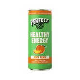 Herbalistas PerfectTed Ceremonial Matcha Energy Drink in Juicy Peach flavor, 250ml, with vibrant peach and green tea imagery.