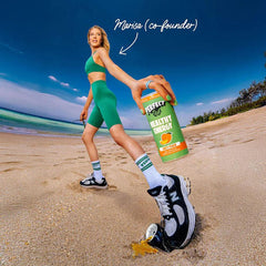 Herbalistas PerfectTed Ceremonial Matcha Energy Drink in Juicy Peach flavor, 250ml bottle with vibrant peach imagery