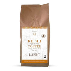 Herbalistas Rå Hygge BIO Reishi Mushroom Coffee whole beans in a 1kg doypack, rich and aromatic coffee with Reishi mushroom extract.