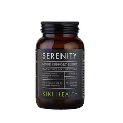 Kiki Health Serenity Mood Support Blend in 60 vegan capsules, herbal supplement for relaxation and stress relief.