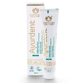 Herbalistas Maharishi Ayurveda Ayurdent Mild Toothpaste in 75 ml tube showing herbal-infused toothpaste for gentle oral care.