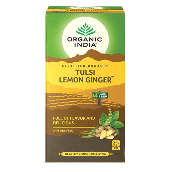 Organic India, BIO Tulsi Lemon Ginger Tea , Caffeine-Free, 25 Infusion Bags - GREEN LIFE CYPRUS