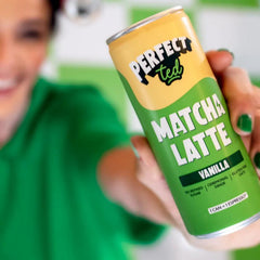 Herbalistas PerfecTed Vanilla Oat Matcha Latte in a 250ml container, showcasing a creamy matcha drink with vanilla flavor.