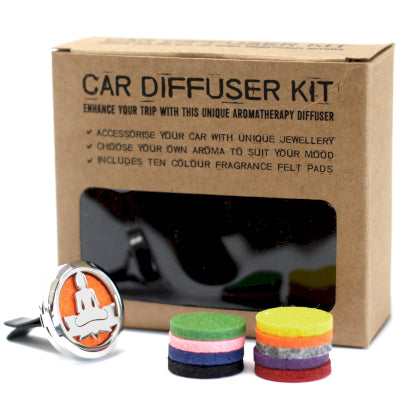 AW GIFTS Lotus Buddha car diffuser kit with 30mm accessory, featuring a decorative lotus and Buddha design for vehicle scenting.