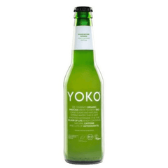 YOKO Organic Matcha Tea Drink in 330ml bottle, featuring vibrant green matcha tea with herbal branding and fresh liquid appearance