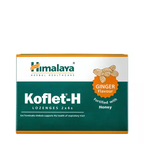 HIMALAYA collection cover featuring Himalaya Koflet-H Ginger 12 Lozenges | 4 lozenges per serving | 3 servings per pack
