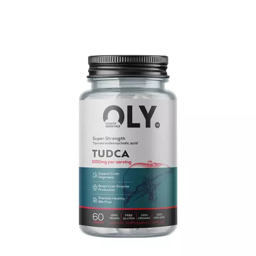 OLY collection cover featuring Oly TUDCA 1000 mg 60 Capsules | 2 capsules per serving | 30 servings per bottle