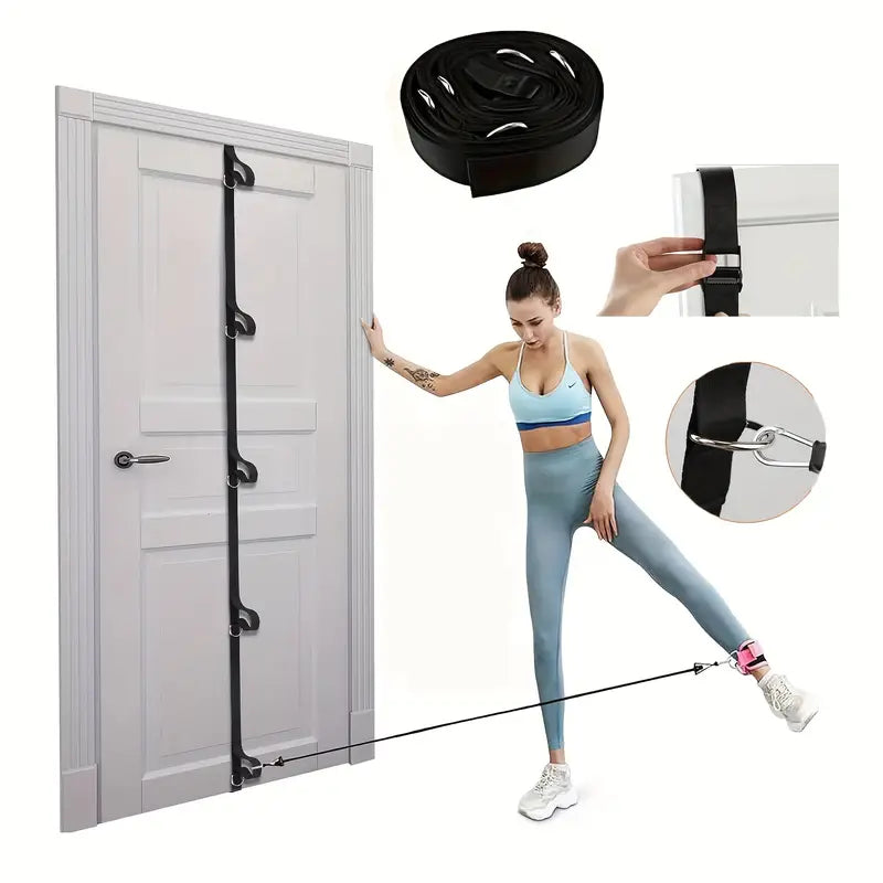 Space-Saving Resistance Band Door Anchor - Durable Nylon, Multi-Point Safety for Home Gym Workouts, Yoga & Strength Training