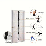 Space-saving resistance band door anchor for fitness equipment by TEMU, shown attached to a door for versatile resistance training.