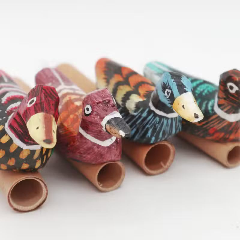Multiple Handmade Wooden Duck Whistles – Assorted Colours