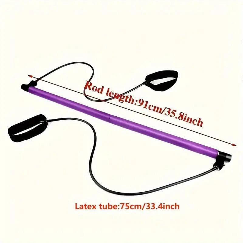 Portable TEMU Pilates Bar Kit with resistance bands and latex cords, ideal for home or gym exercise and fitness training.