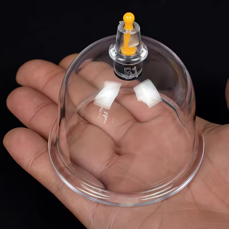 TEMU cupping and relaxation kit with vacuum cups and manual pump for massage and muscle relief.