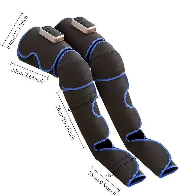 TEMU electric full-leg wrapping massager with adjustable intensity and heat therapy, shown wrapped around legs for soothing massage.