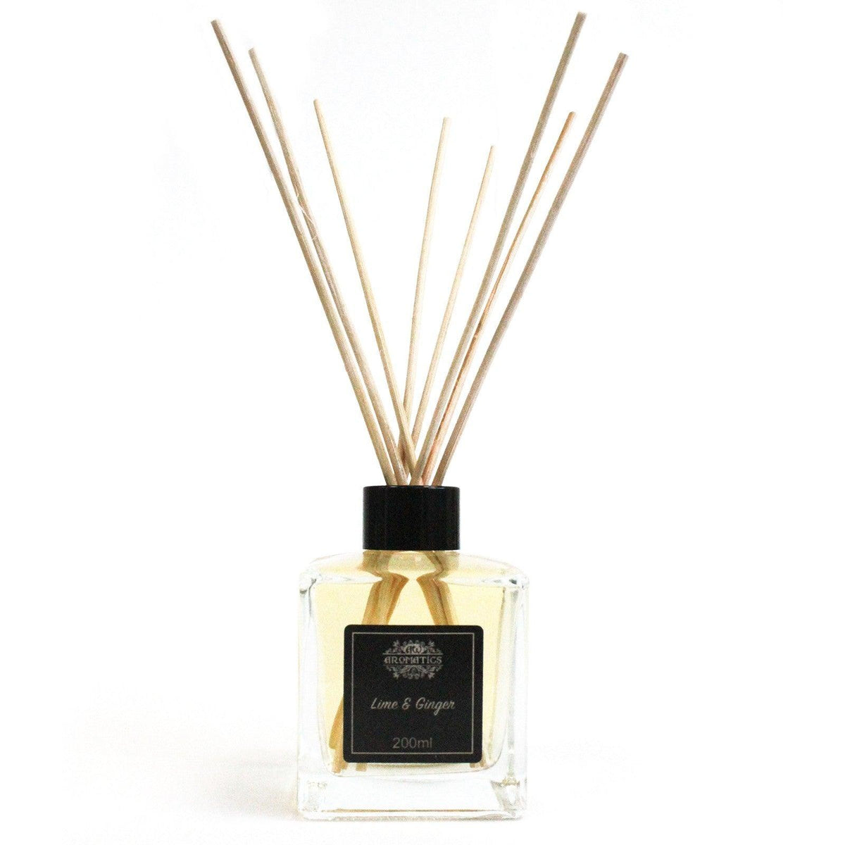 AW GIFTS 200ml Lime & Ginger essential oil reed diffuser, decorative accessory with a glass bottle and reed sticks.