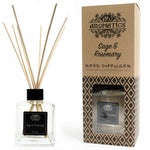 AW Gifts 200ml Sage and Rosemary essential oil reed diffuser, decorative accessory with glass bottle and reed sticks.