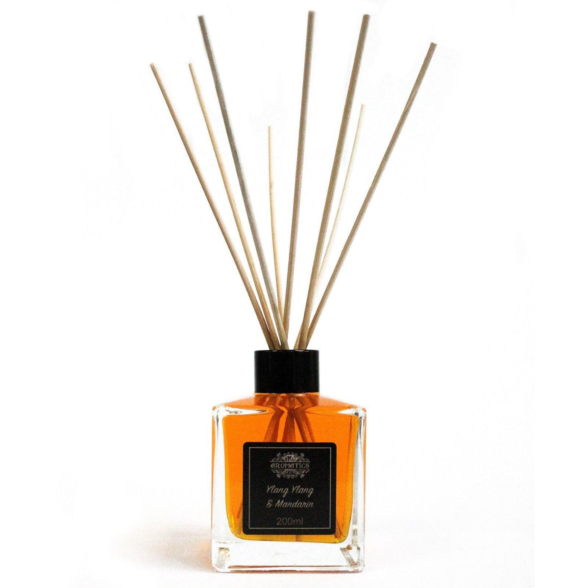AW Gifts 200ml Ylang Ylang and Mandarin Essential Oil Reed Diffuser, decorative accessory with glass bottle and reed sticks.